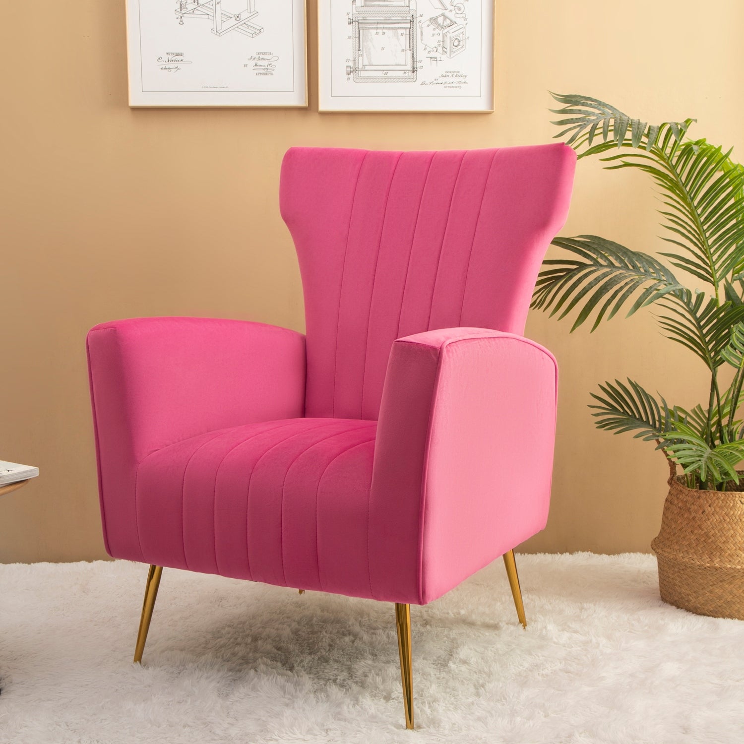 Modern Contemporary Velvet Single Sofa Chair， Upholstered Accent Chair with Gold Legs， Comfy Leisure Chair， Side Chair， Armchair