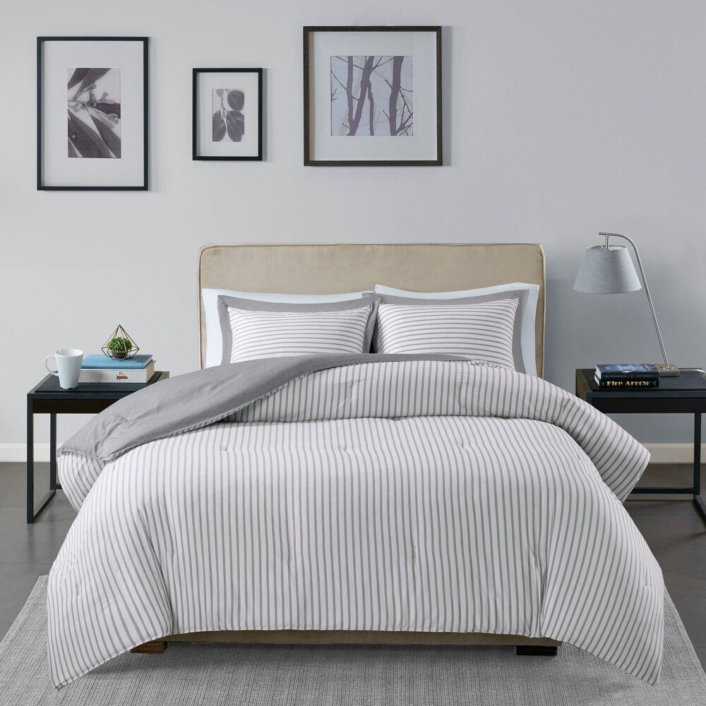 Madison Park Essentials Braydon Reversible Yarn Dyed Stripe Down Alternative Comforter Set