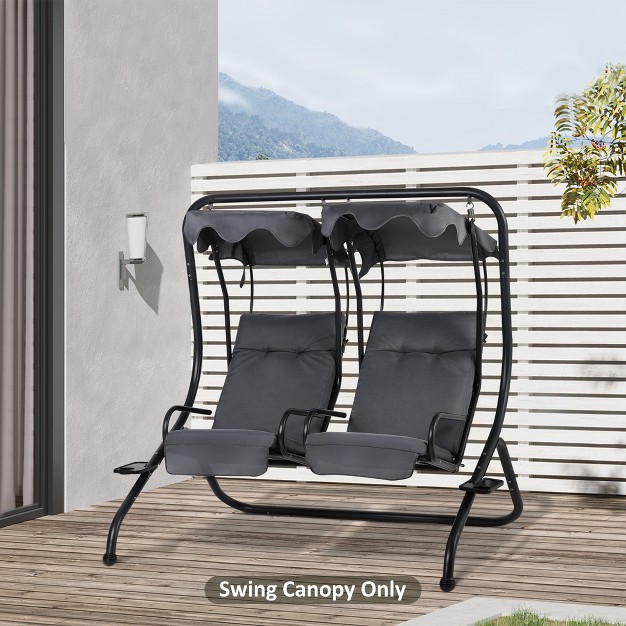 Outsunny 2 seater Swing Canopy Replacement With Tubular Framework Outdoor Swing Seat Top Cover