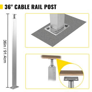 VEVOR Cable Railing Post 36 in. x 1.97 in. x 1.97 in. Stair Railing Kit without Hole Stair Handrail with Mount Bracket LGZYWKD91.455LV70V0