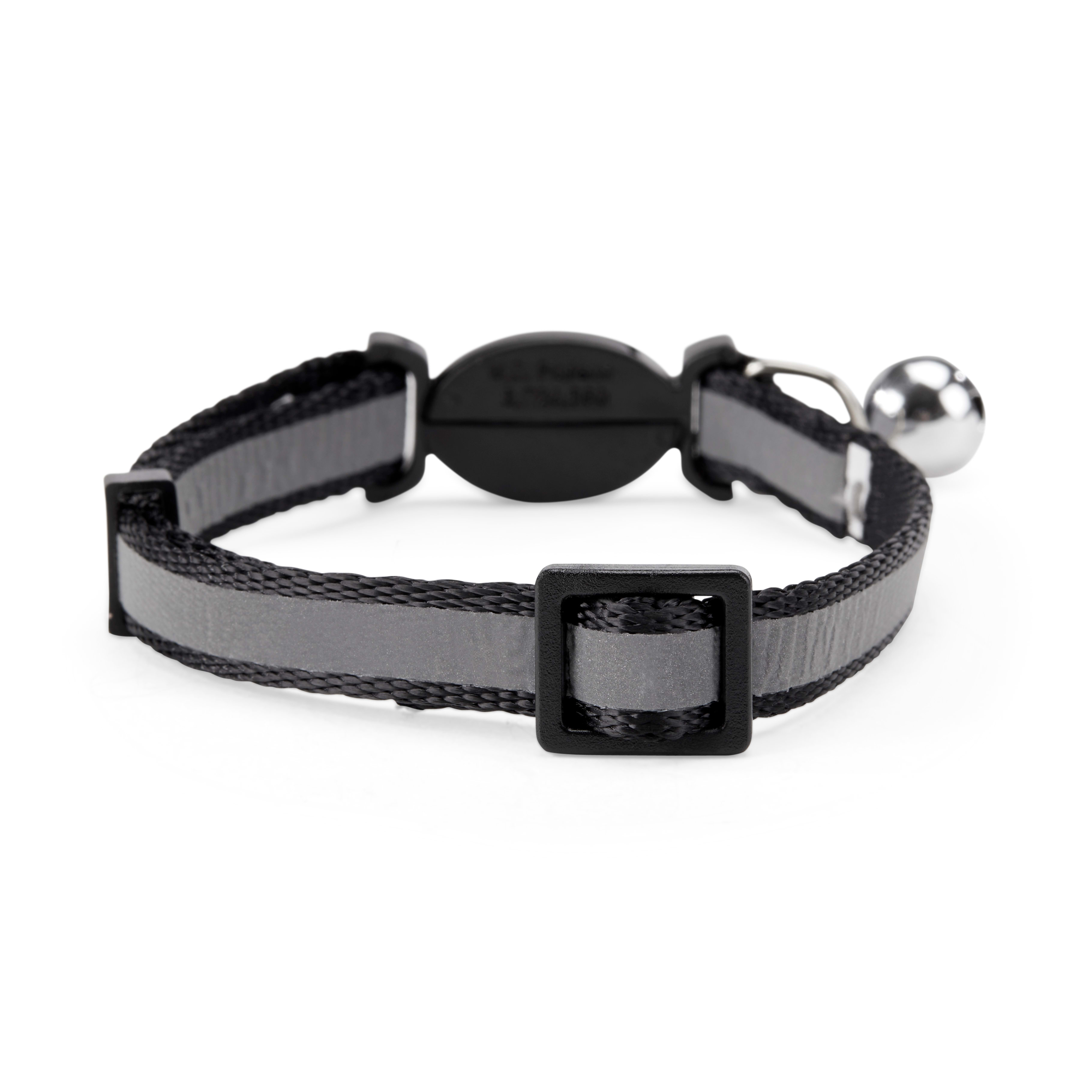 YOULY The Protector Black Reflective Striped Breakaway Cat Collar