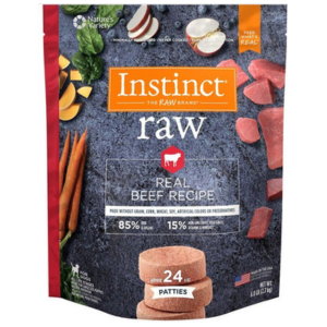 Instinct Frozen Raw Patties Grain-Free Real Beef Recipe Dog Food