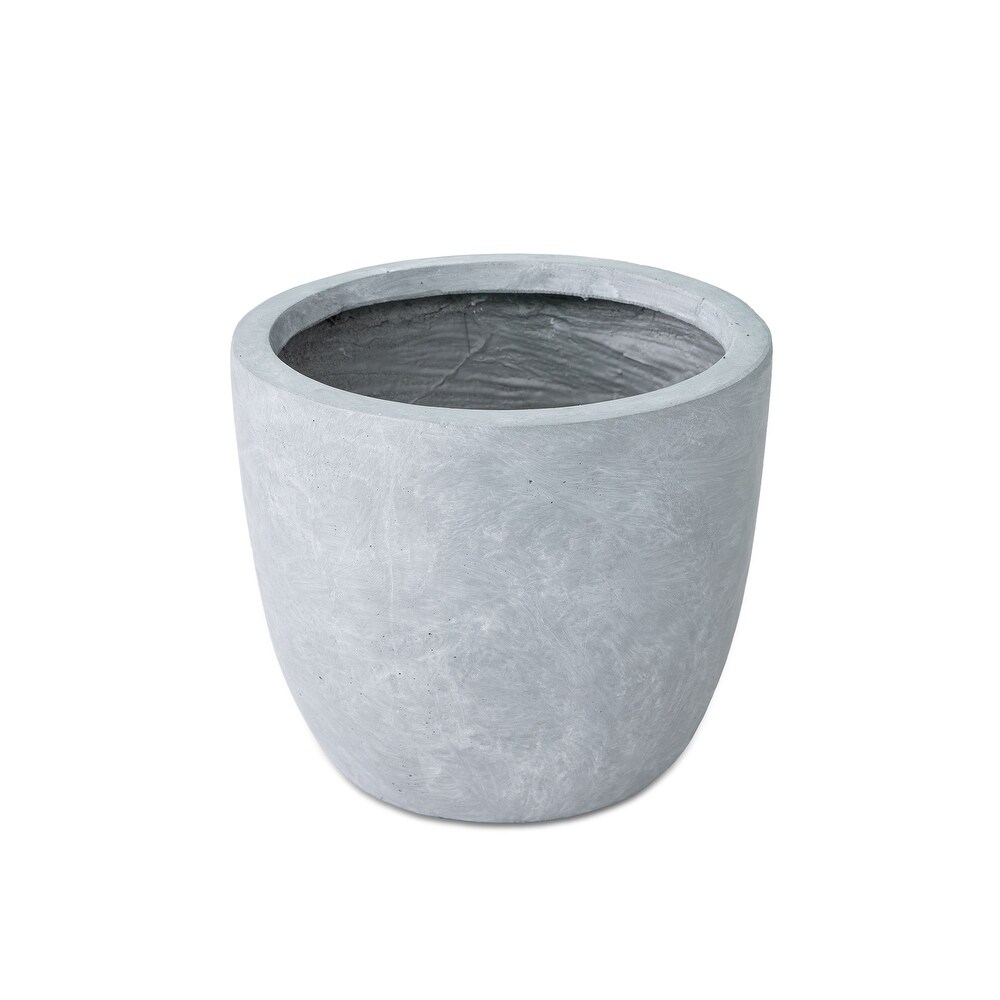 Kante 12 in. Tall Slate Gray Lightweight Concrete Round Modern Indoor/Outdoor Planter