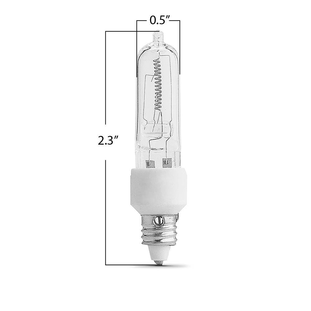 Feit Electric 150-Watt T4 Mini Candelabra E11 Base Dimmable Halogen Light Bulb Bright White 2800K (1-Bulb) BPQ150CLMCHDRP