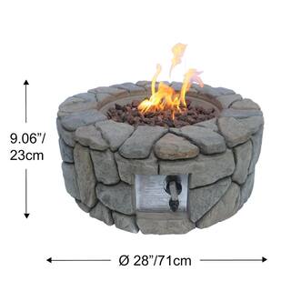 Teamson Home 28 in. Outdoor Round Stone Propane Gas Fire Pit HF09501AA