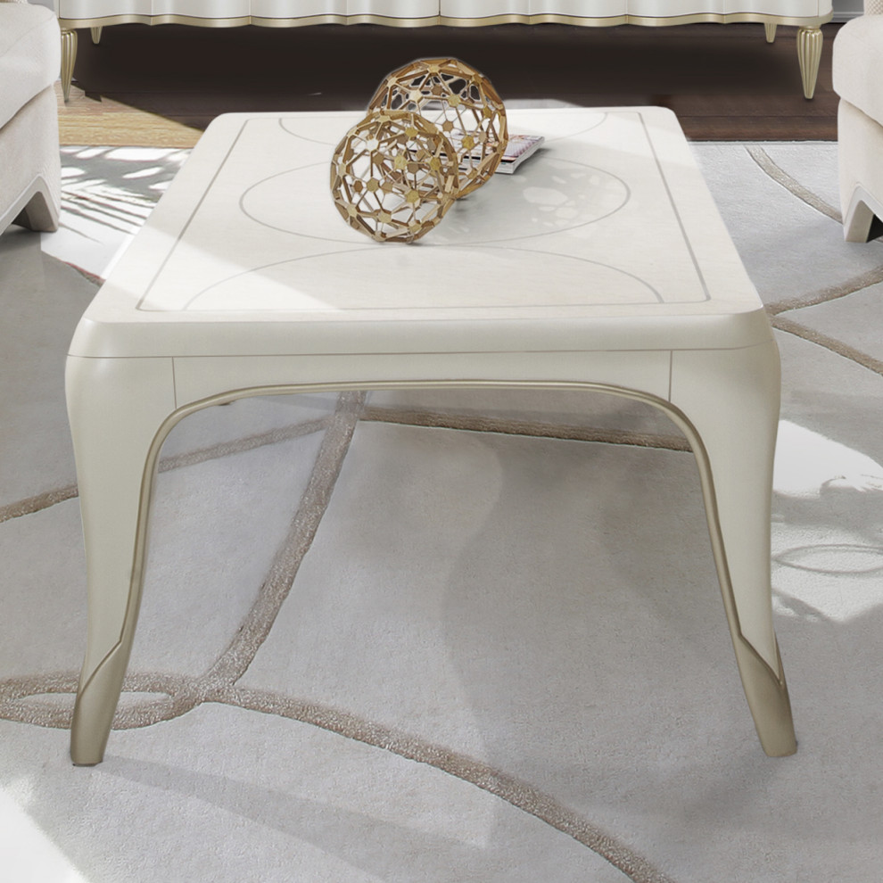 London Place Rectangular Cocktail Table   Creamy Pearl   Contemporary   Coffee Tables   by Michael Amini  Houzz