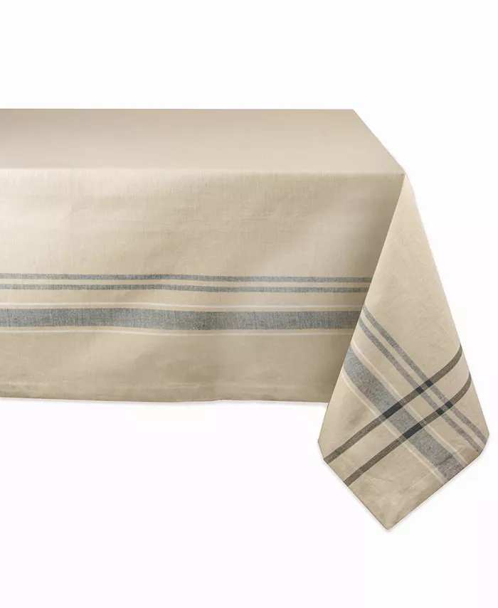 Design Imports Chambray French Stripe Tablecloth 60 x 84