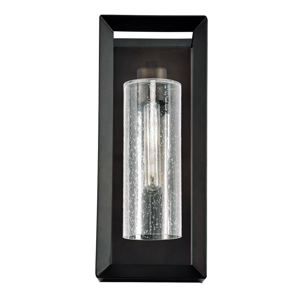 C Cattleya 1-Light Dark Bronze Outdoor Wall Lantern Sconce with Clear Seeded Glass CA1917-W