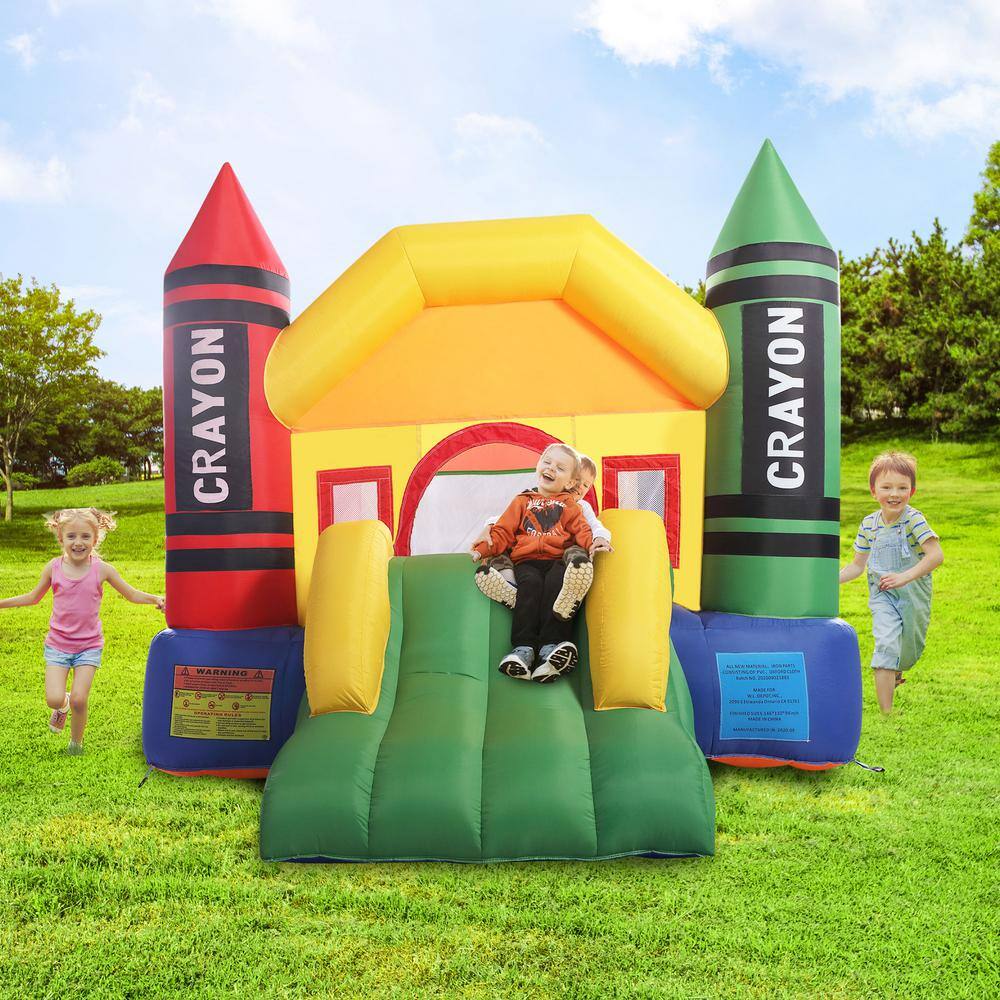 Nyeekoy 12.1 ft. x 9.2 ft. Inflatable Bounce House Kid Jump Castle Bouncer with Slide and Mesh Wall without Air Blower TH17G0161