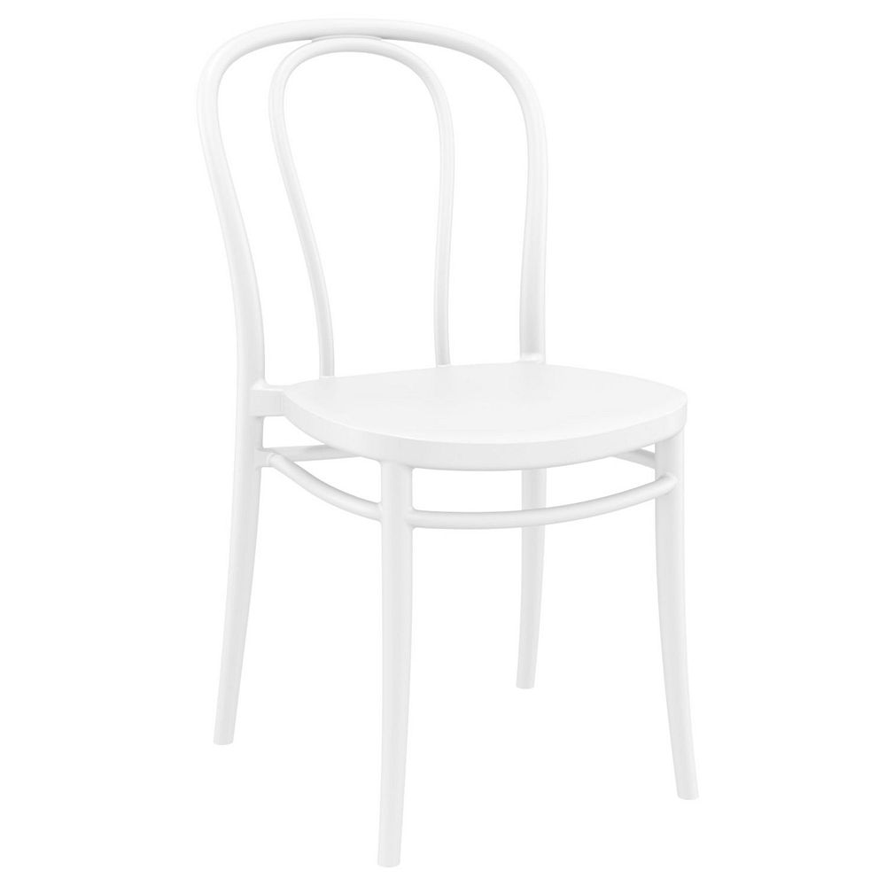 33.5 White Stackable Patio Armless Dining Chair