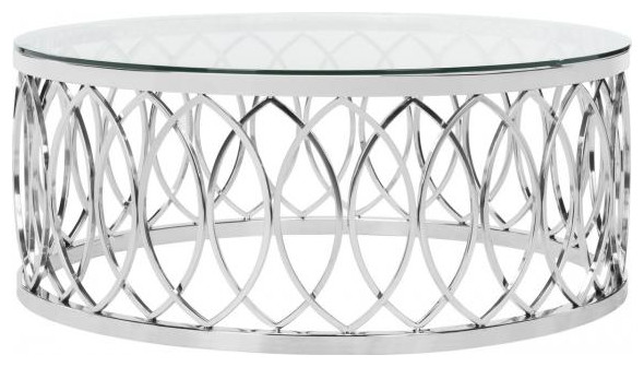 April Glass Top Coffee Table Chrome Safavieh   Contemporary   Coffee Tables   by Safavieh  Houzz