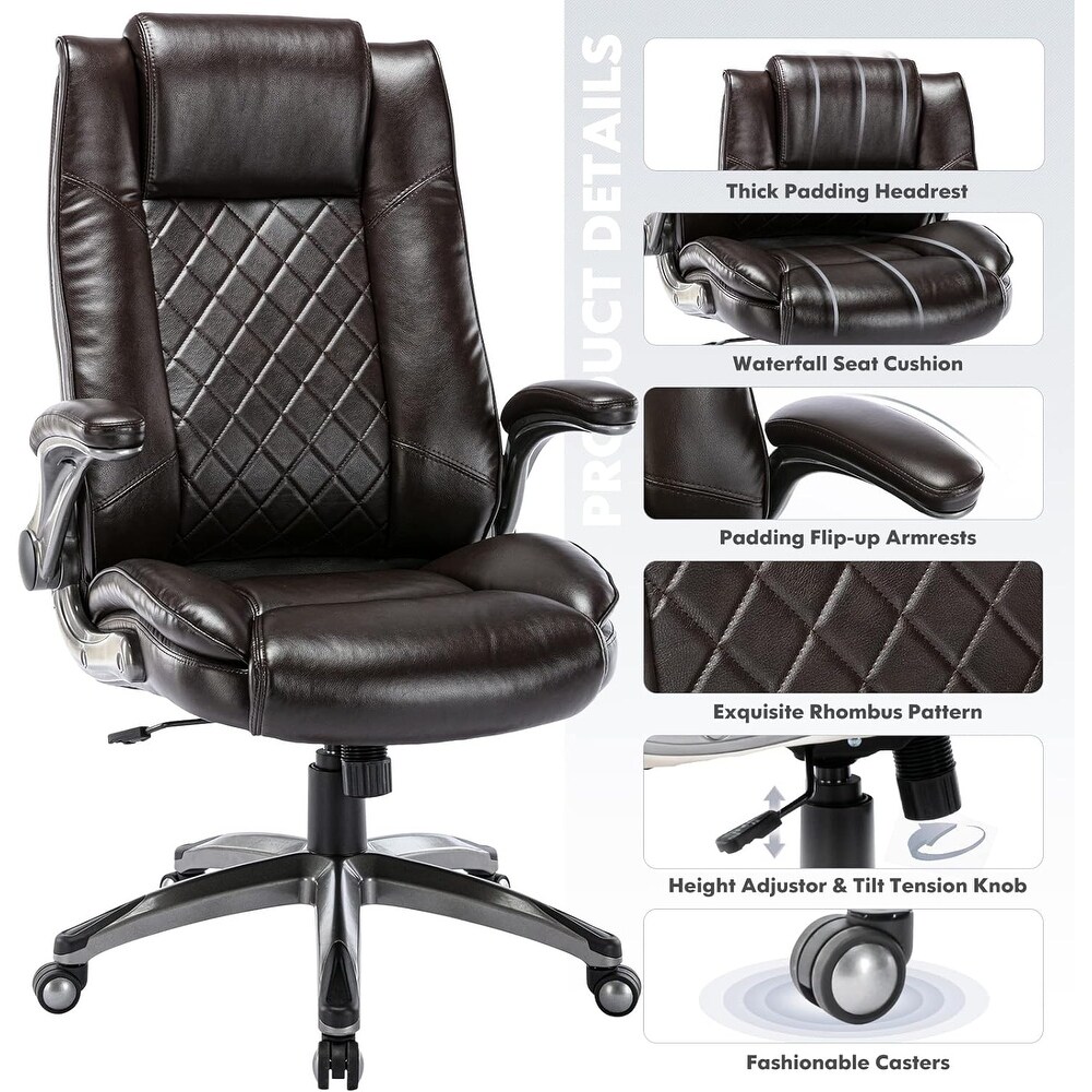 High Back Office Chair Executive Computer Office Chair with Flip up Arms