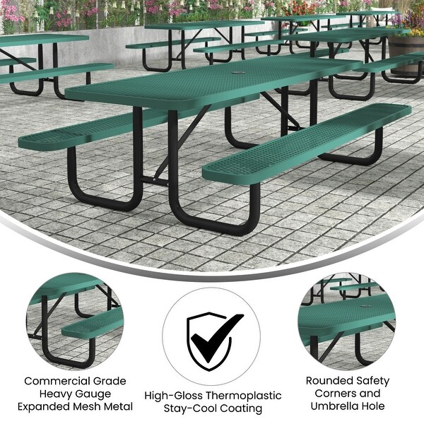 Commercial Grade Expanded Mesh Metal Outdoor Picnic Table