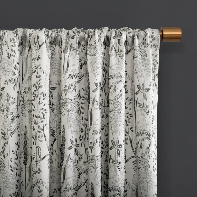 Aubry Shimmering Floral Blackout Back Tab Curtain Panel Scott Living