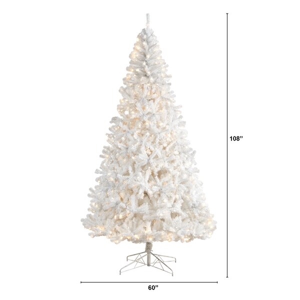 9' White Christmas Tree with 1860 Bendable Branches and 650 LED Lights