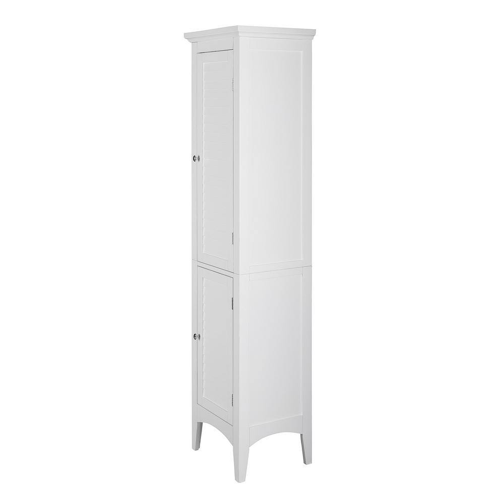 Teamson Home Simon 15 in. W x 63 in. H x 13-14 in. D Bathroom Linen Storage Floor Cabinet with 2-Shutter Doors in White HDT588