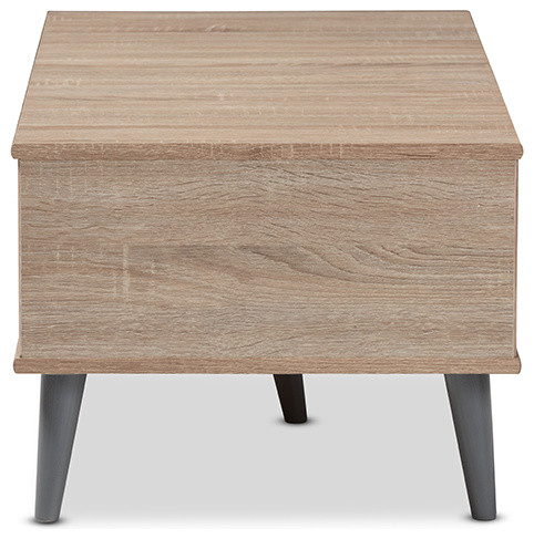 Pierre Mid Century Modern Oak and Light Gray Wood Coffee Table   Midcentury   Coffee Tables   by Baxton Studio  Houzz