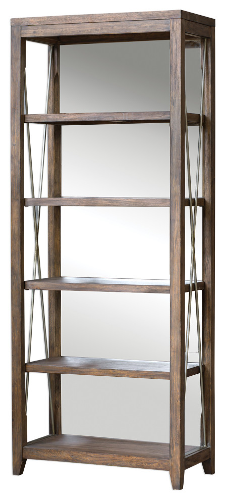 Uttermost Delancey Weathered Oak Etagere   Modern   Bookcases   by Zin Home  Houzz