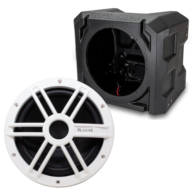 Marine Subwoofer 250w 2 ohm White Grill With Sub Box Enclosure