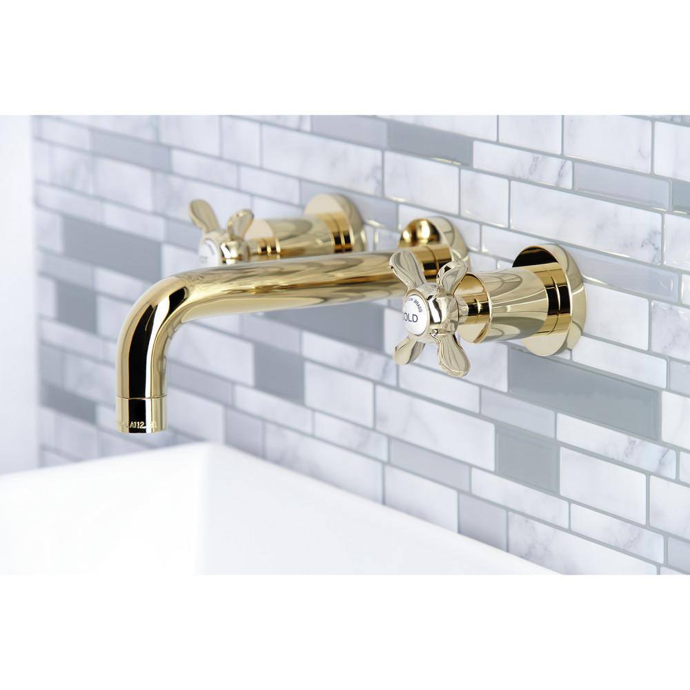 Kingston Brass Essex 2-Handle Wall-Mount Bathroom Faucets in Polished Brass HKS8122BEX