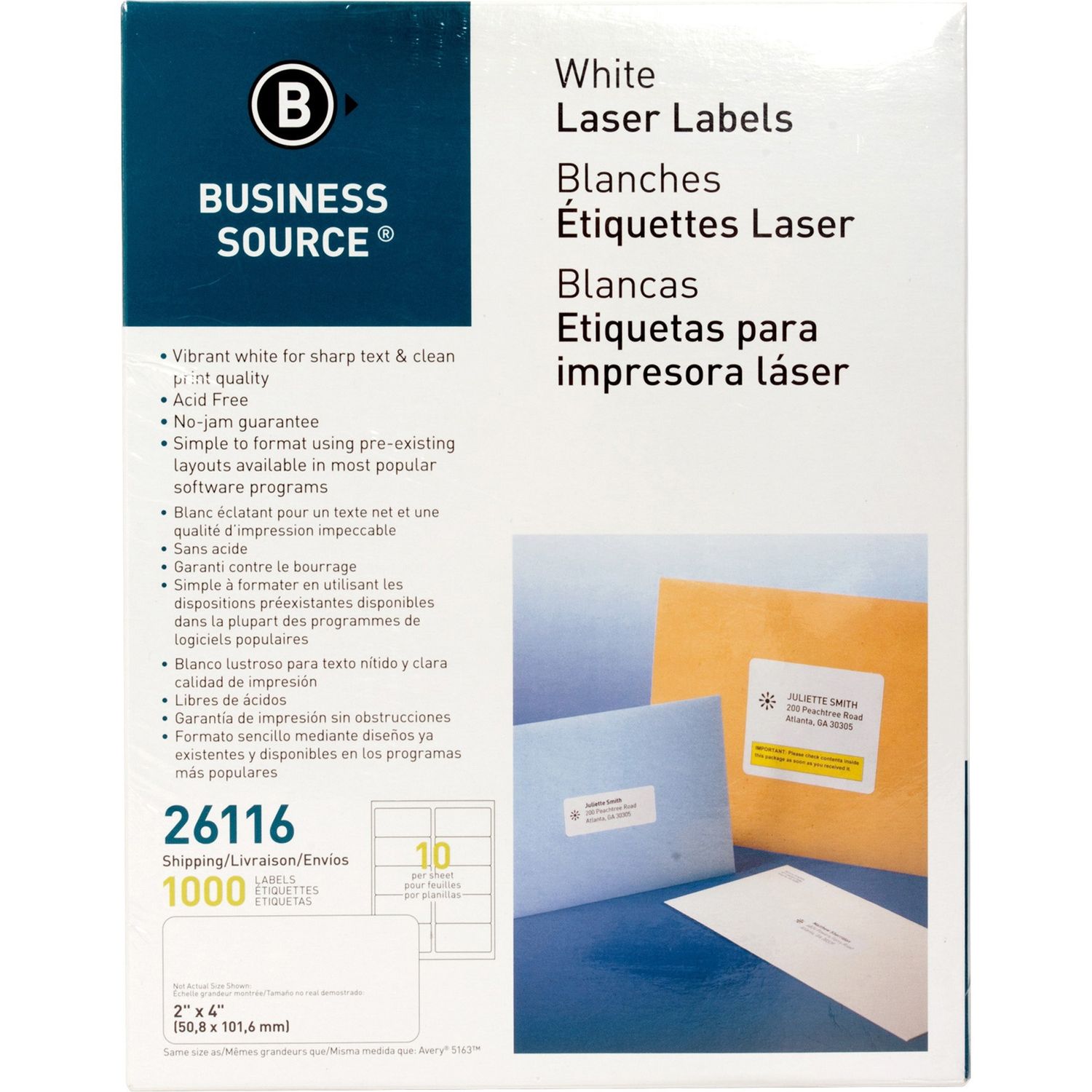 Bright White Premium-quality Shipping Labels by Business Source BSN26116