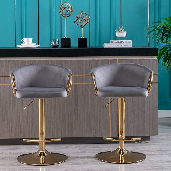 Bar Stools Swivel Height Adjustable Velvet Bar Stool (Set of 2) - 20.47