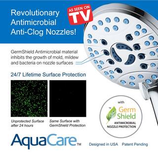 AQUACARE 50-Spray Patterns 2.5 GPM 7 in. Wall Mount Dual Shower Heads and Handheld Shower Head Antimicrobial in Chrome 53539