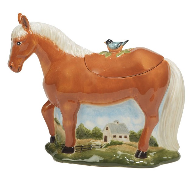 York Stables 3d Horse Cookie Storage Jar Certified International