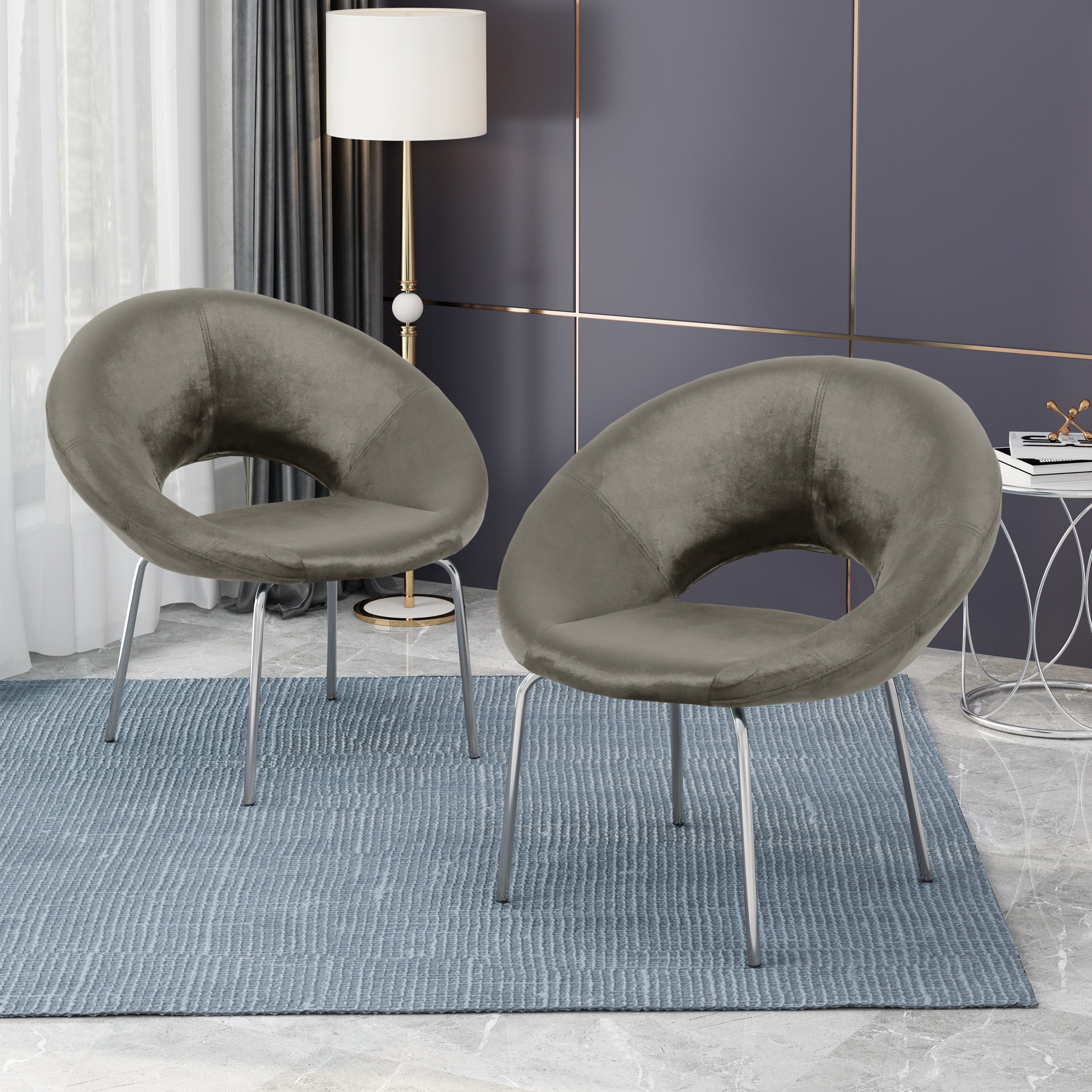 Ammon Modern Glam Velvet Accent Chair (Set of 2)