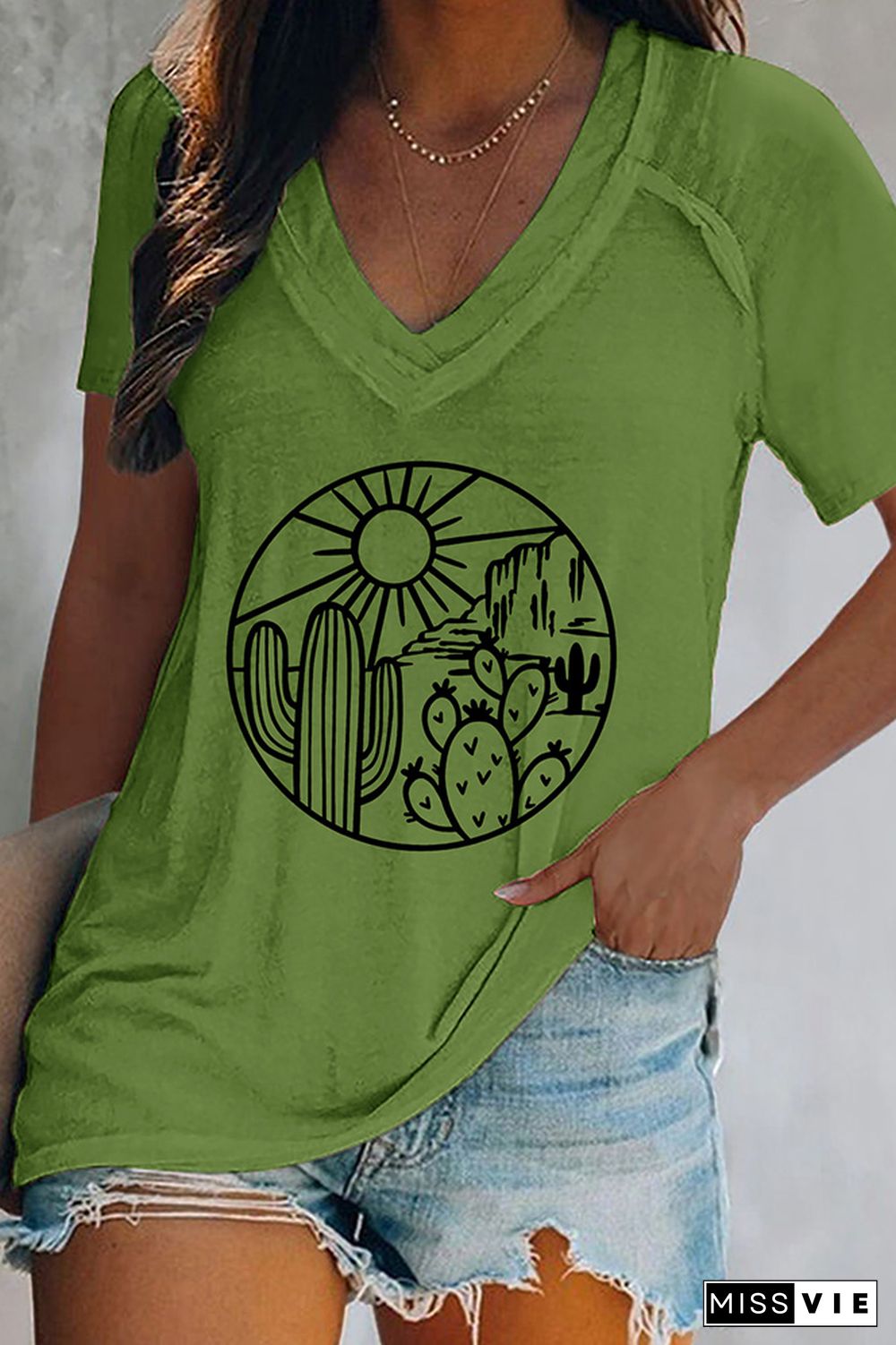 Desert Shirt, Cactus Plants V-Neck Tee