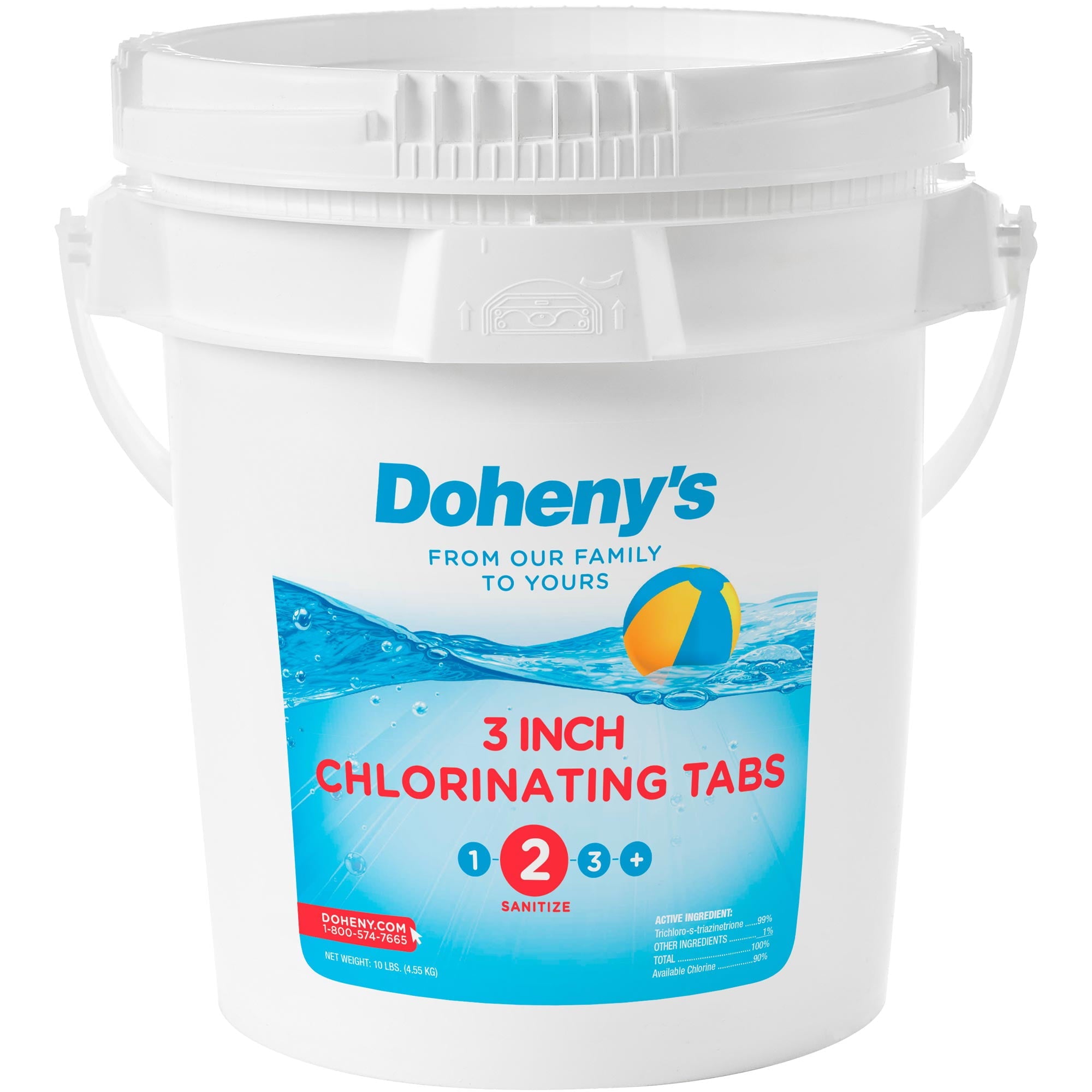 Doheny's 3 Inch Swimming Pool Chlorine Tablets | Pro-Grade Pool Sanitizer | Long Lasting & Slow Dissolving | Individually Wrapped | 99% Active Ingredient, 90% Stabilized Chlorine | 10 LB Bucket