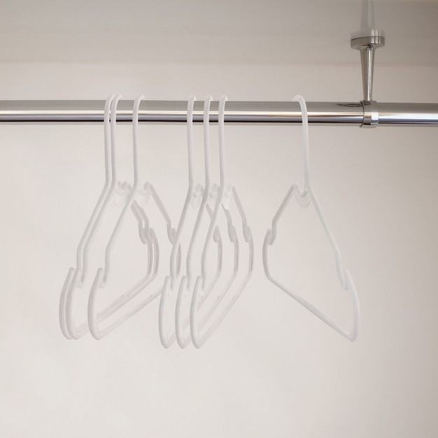 Elama Home 50 Piece Plastic Hanger Set With Notched Shoulders In White