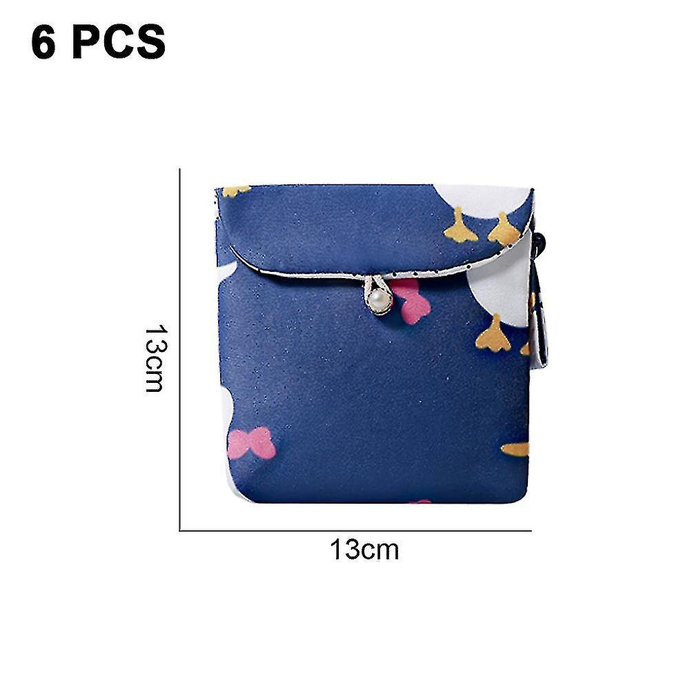 6 Pcs Feminine Menstruation First Period Bags Portable Sanitary Napkin Pads Storage Bag