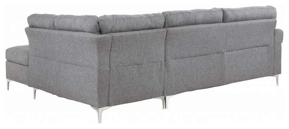 Gray 100% Polyester Stationary L Shaped Two Piece Sofa And Chaise   Midcentury   Sectional Sofas   by HomeRoots  Houzz