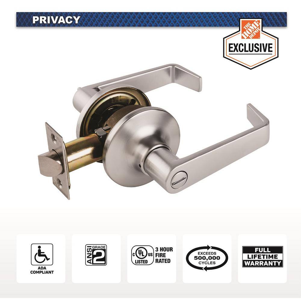 Universal Hardware Universal Hardware Light Duty Commercial Privacy (bedbath) Lever ADA UL 3-Hr Fire ANSI Grade 2 Satin Chrome Finish UH40048