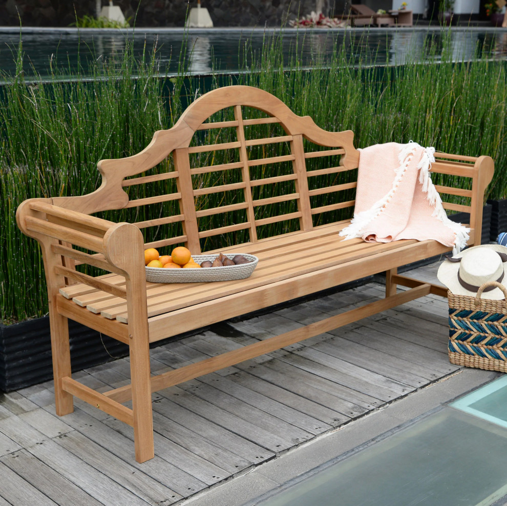 Lutyens Teak Wood 5 Feet Outdoor Bench   Traditional   Outdoor Benches   by Cambridge Casual  Houzz