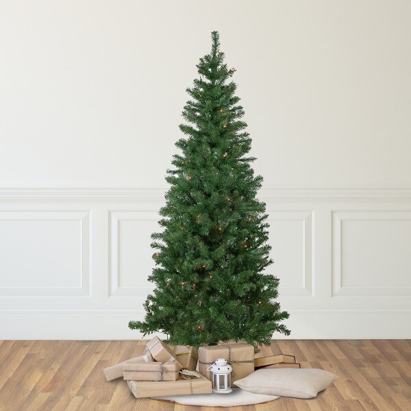 6' PreLit Wilson Pine Slim Artificial Christmas Tree Multi Lights