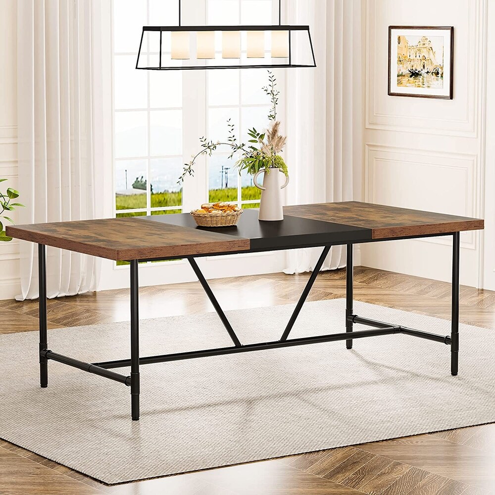 70.8 inch Large Dining Table for 6 8 People  Industrial Kitchen Dining Room Table  Rectangle Dinner Table for Living Room  Brown