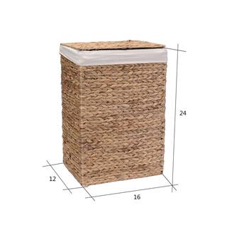 Villacera 26 in. H Portable Handmade Water Hyacinth Wicker Laundry Hamper with Lid in Natural (2-Pack) HWD020164