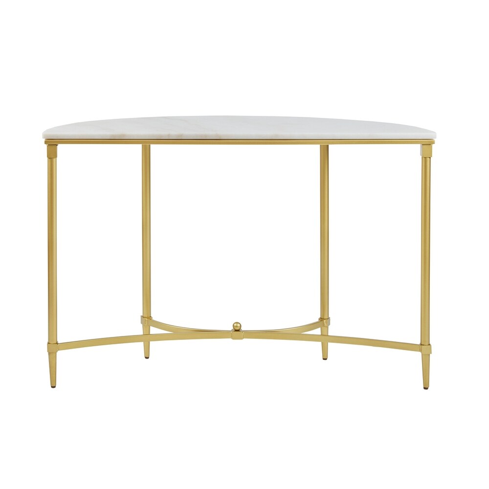 Madison Park Signature Bordeaux White/Gold tone Marble/Metal Console Table