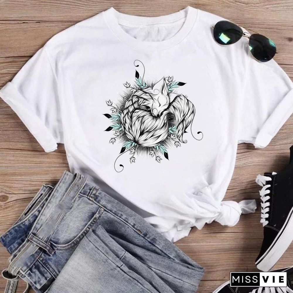 Women Print Bee Funny Clothing Cute Fashion Summer O-Neck T-Shirts Shirt Female Graphic T Top Short Sleeve Cartoon Tee T-Shirt