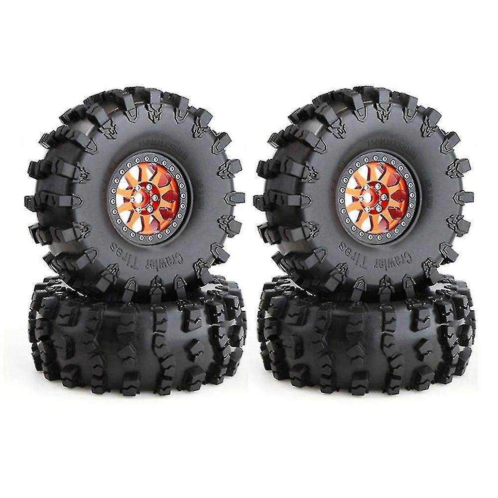 4pcs 150mm Metal 2.2 Beadlock Wheel Rim Tire Set For 1/10 Rc Crawler Car Axial Scx10 Wraith Capra T