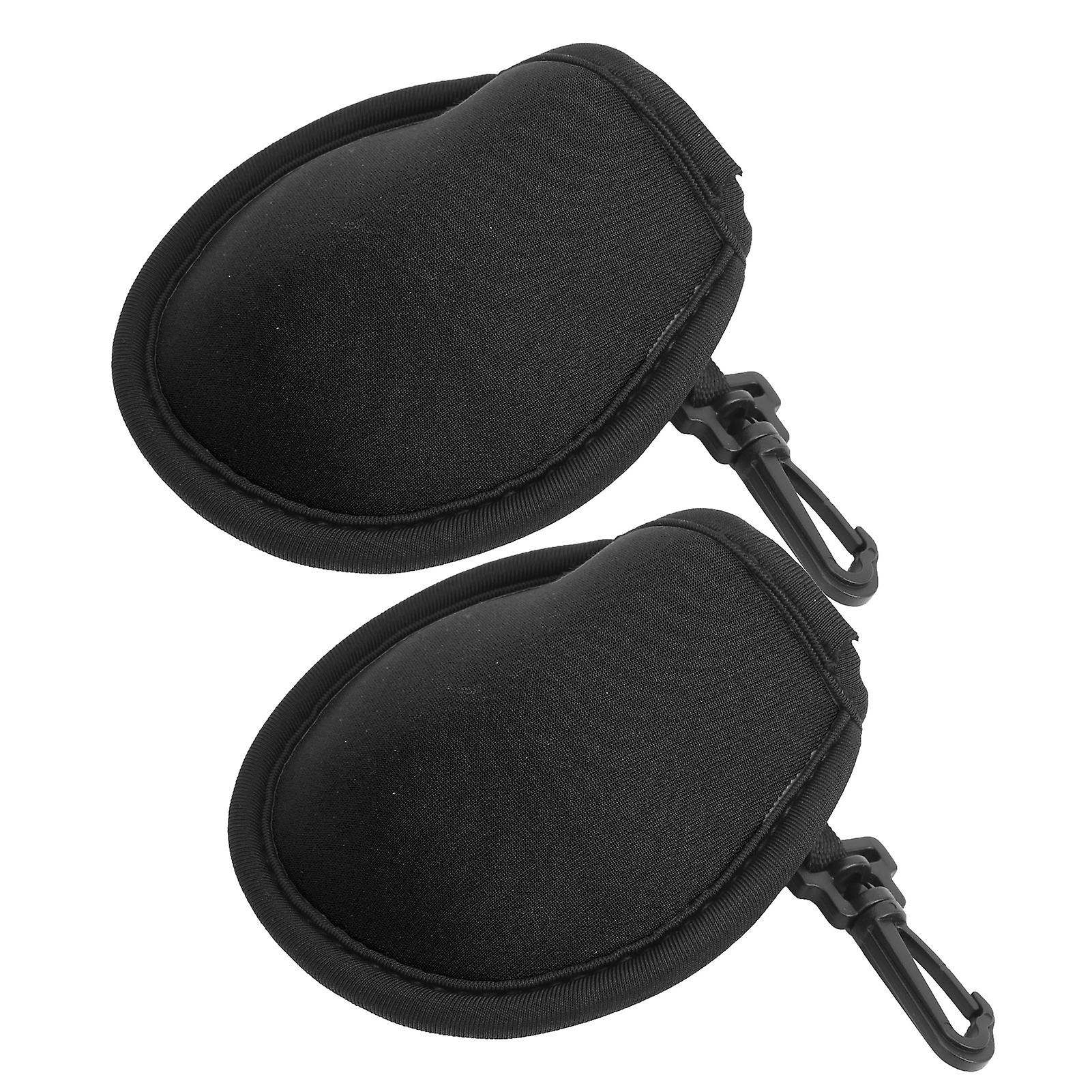 2pcs Golf Round Ball Pouch Bag Portable Professional Holder Golfer Aid Tool With Hook Black