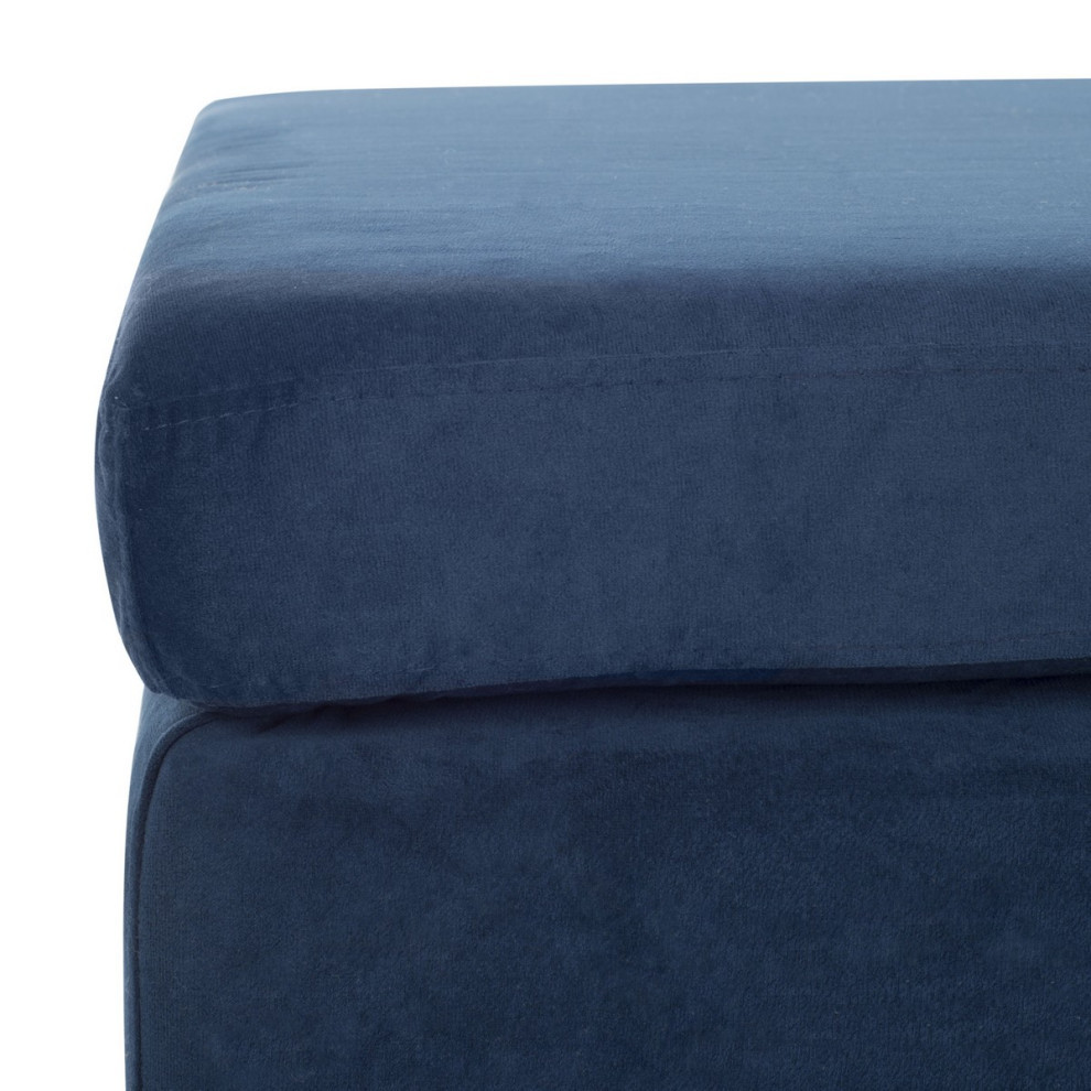 Vanna Square Ottoman Navy/ Brass   Modern   Footstools And Ottomans   by Virgil Stanis Design  Houzz