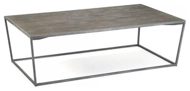 Cocktail Table HOBART Light Gray Vintage Metal Frame Recycled Oak   Farmhouse   Coffee Tables   by EuroLuxHome  Houzz