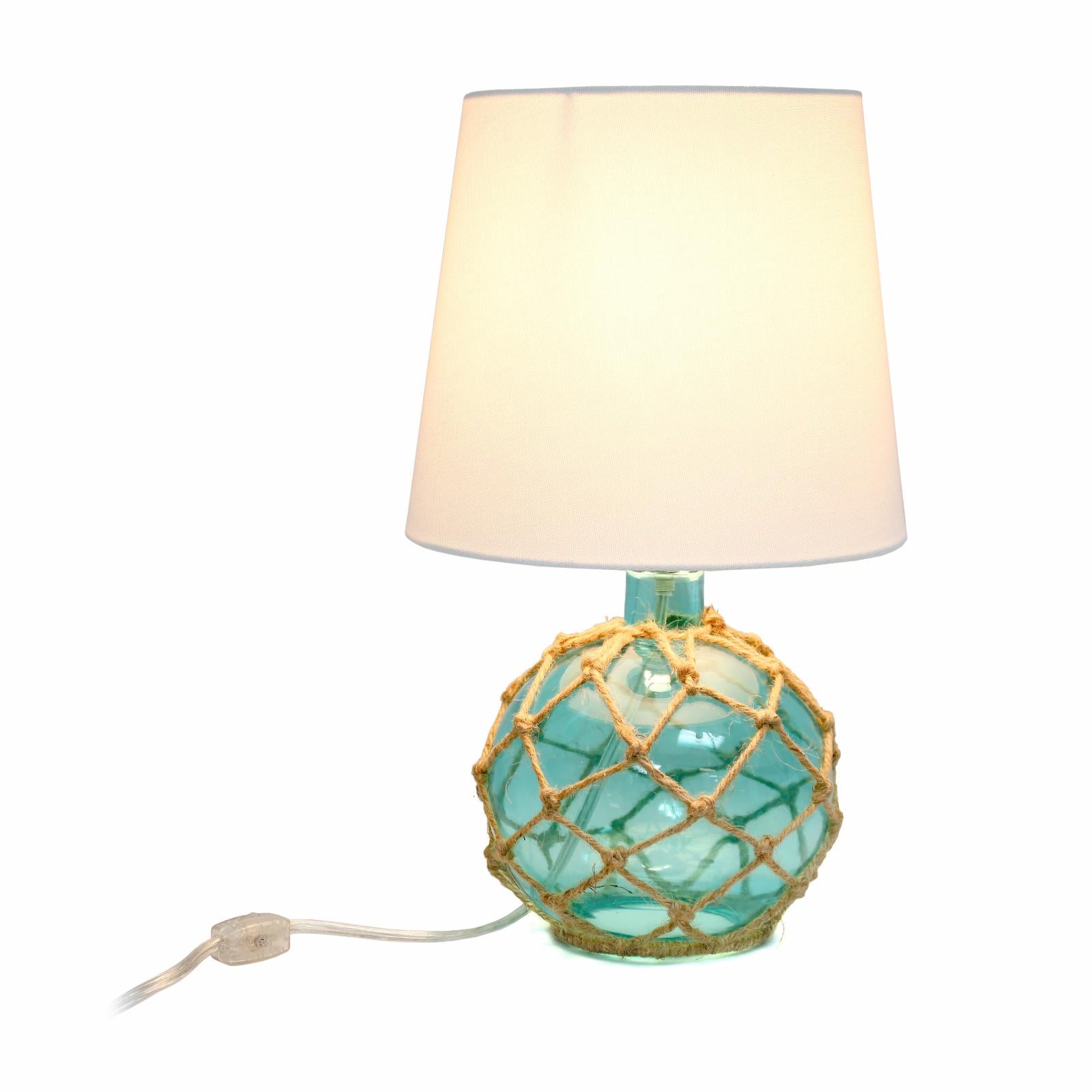 Elegant Designs Buoy Rope Nautical Netted Coastal Ocean Sea Glass Table Lamp