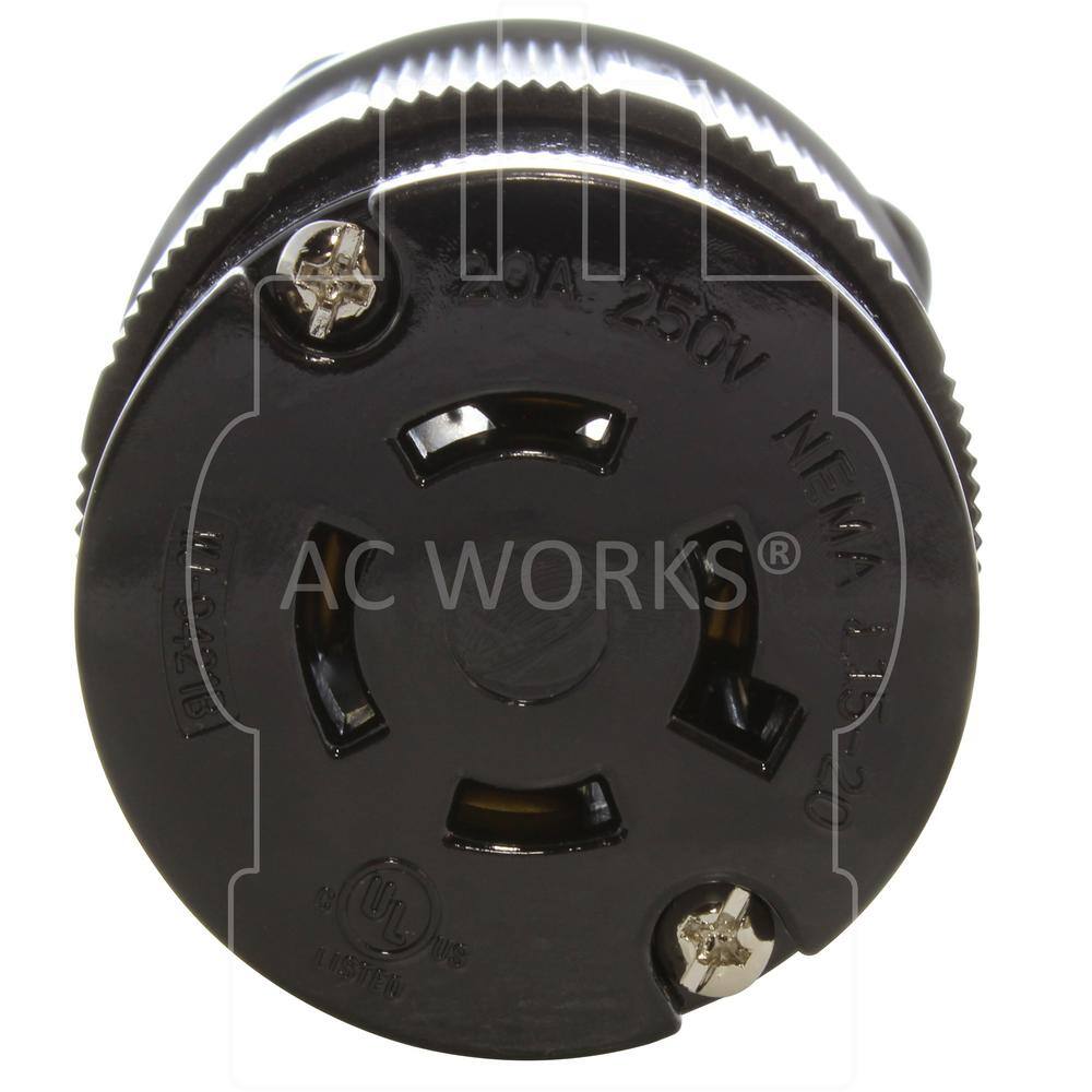 AC WORKS NEMA 20 Amp 250-Volt 3-Phase 4-Prong Locking Female Connector with UL C-UL ASL1520R-BK