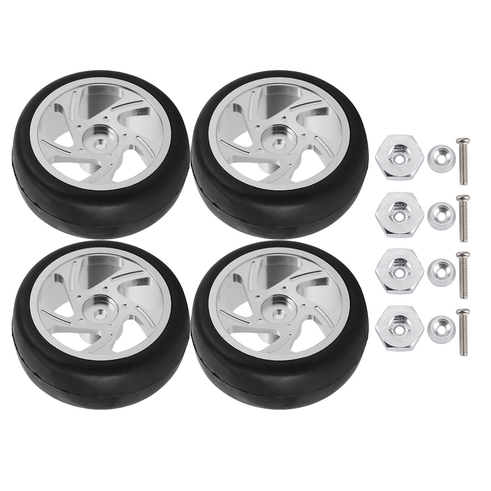 63mm Remote Control Metal Wheel Hub Rubber Tires With Adapter For Wpl D12 Rc Truck