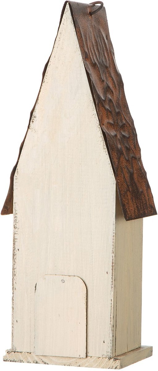 Glitzhome Washed White Distressed Solid Wood Birdhouse