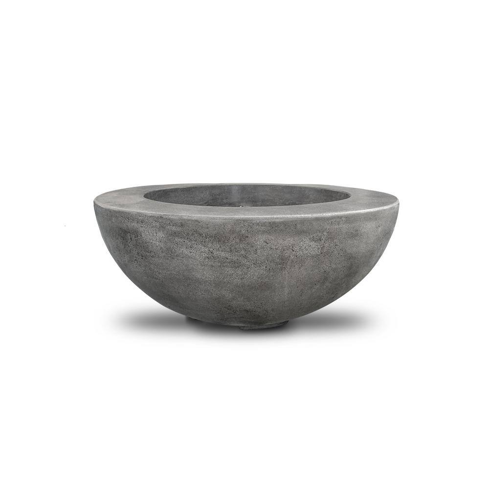 Natco Stanford 39 in. W x 18 in. H Outdoor Round Cement Natural Gas Fire Pit Kit Bowl in Pewter Color w 27 lbs. of Lava Rock MS21NG